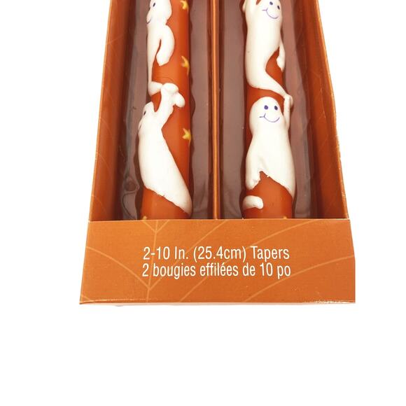 Vintage 1990s Orange White Set of 2 Halloween Candles - Picture 2 of 4